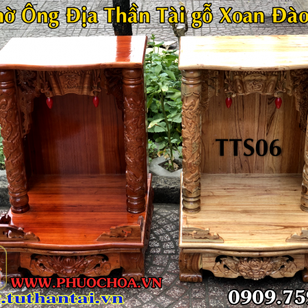 Tủ thờ ông địa trụ rồng gỗ xoan