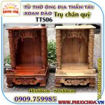 Tủ Thờ Thần Tài Ông Địa Kiểu Trụ Rồng Xoan Đào 48cm x 68cm