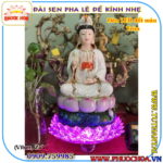 Đài sen pha lê đế kính nhẹ đèn led đổi màu tròn