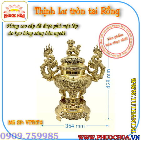 Thịnh Lư Tròn Tai Rồng Đồng Cao Cấp_Đồ Thờ Cúng Phước Hoa - Ảnh 4