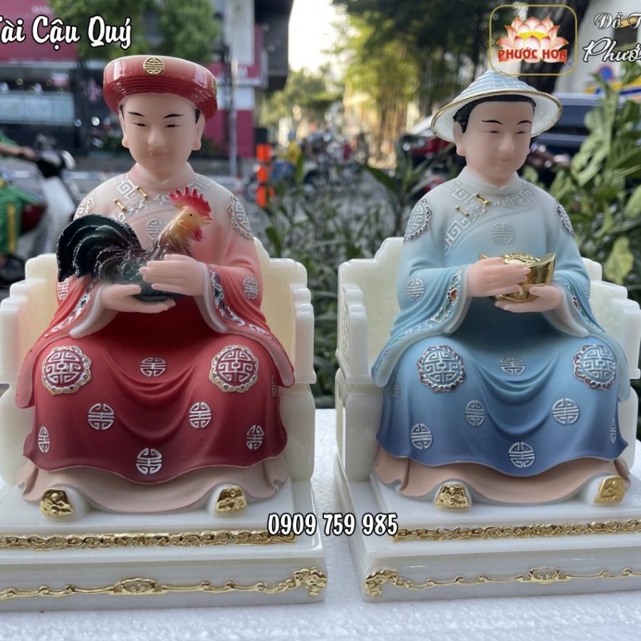 Tượng cậu tài cậu quý màu đỏ - xanh