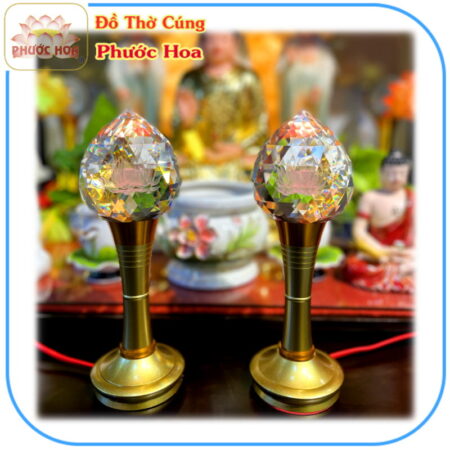 Đèn pha lê quả đào nguyên khối thân kim loại - Ảnh 3