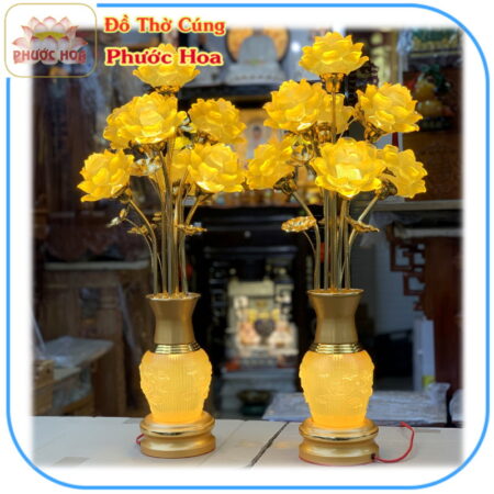 Đèn bình hoa sen lưu ly cao cấp 5 bông - 7 bông mẫu mới - Ảnh 3