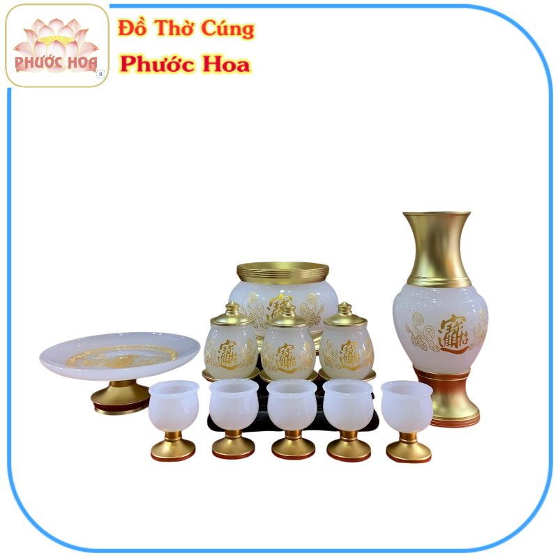 bothodatrang_dothocungphuochoa Bộ thờ đá cao cấp màu trắng