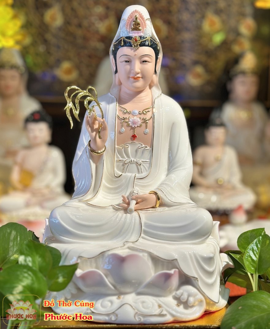 quanamgy053_dothocungphuochoa TƯỢNG QUAN ÂM SỨ TRẮNG GY053 - Ảnh 1