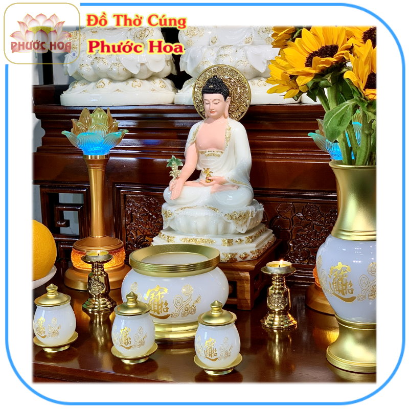 trangtribothodatrang_dothocungphuochoa Trang trí bộ thờ đá trắng