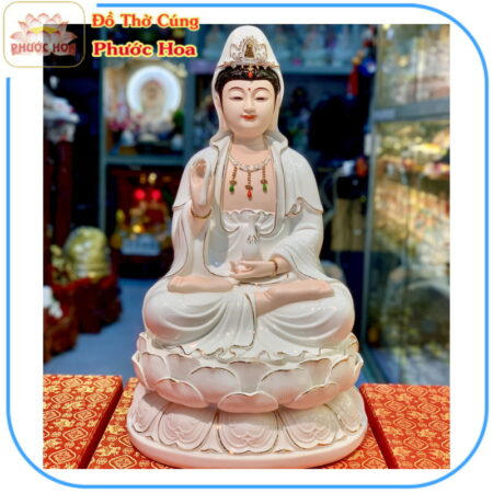Tượng quan âm sứ trắng
