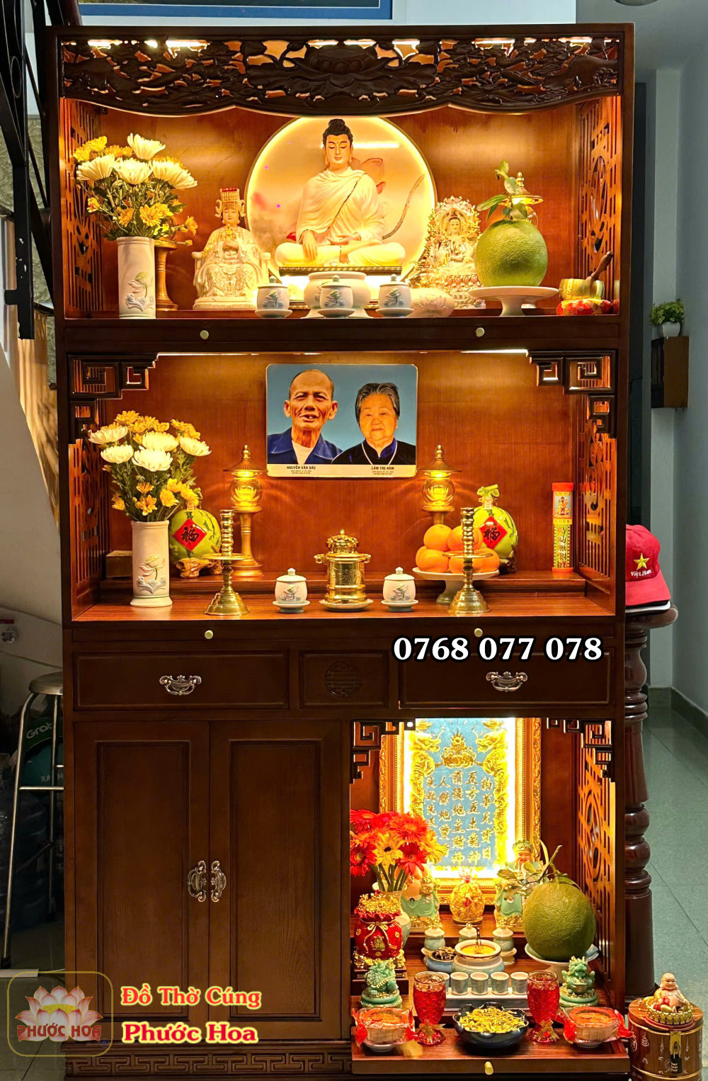 Tủ thờ 3 tầng dành cho người lớn tuổi